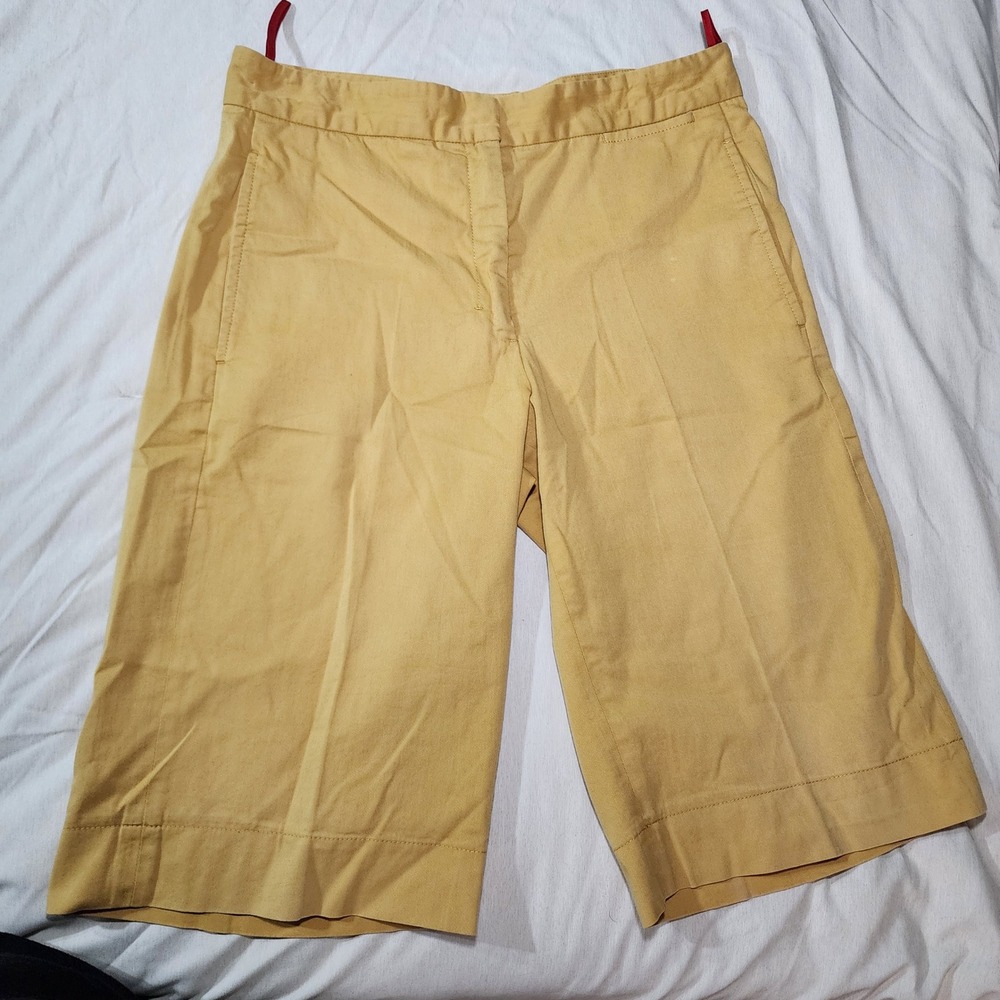 Prada Milano Shorts Mens 42 (32) Mustard Yellow Good Tailored Cotton Blend Italy